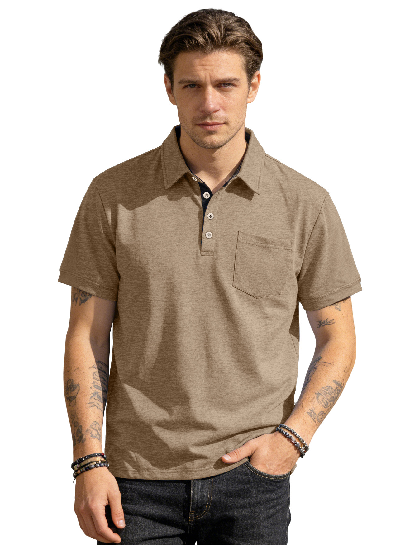 Clothes > Men's Clothing > Tops > T-Shirts  Summer Men's Polo Shirts With Short Sleeves And Lapels