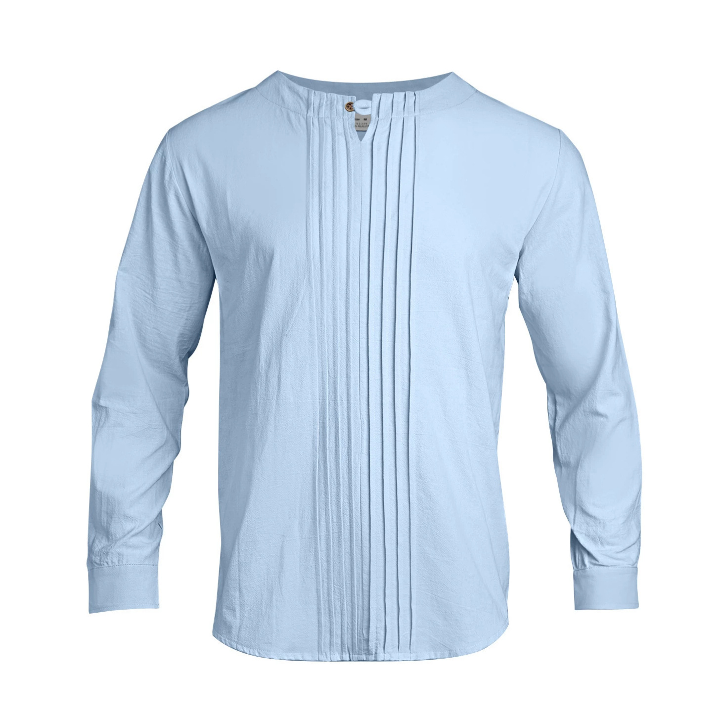 Clothes > Men's Clothing > Tops > Shirts  Men's Summer O-Neck Long Sleeve Loose Shirt