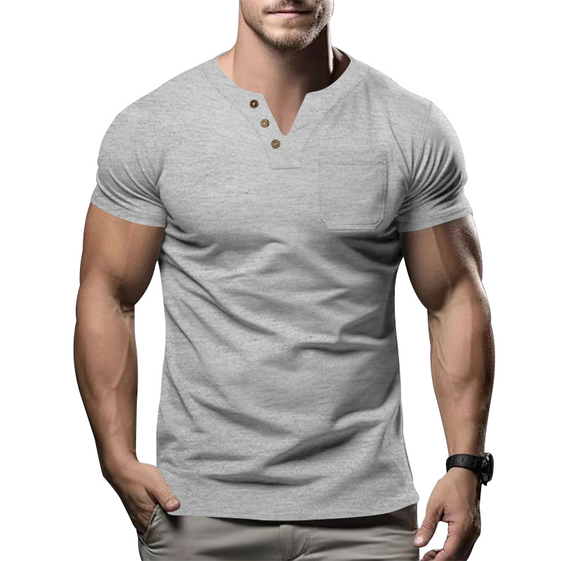 Clothes > Men's Clothing > Tops > T-Shirts  Summer Men's T-Shirt V-Neck Slim Short Sleeve