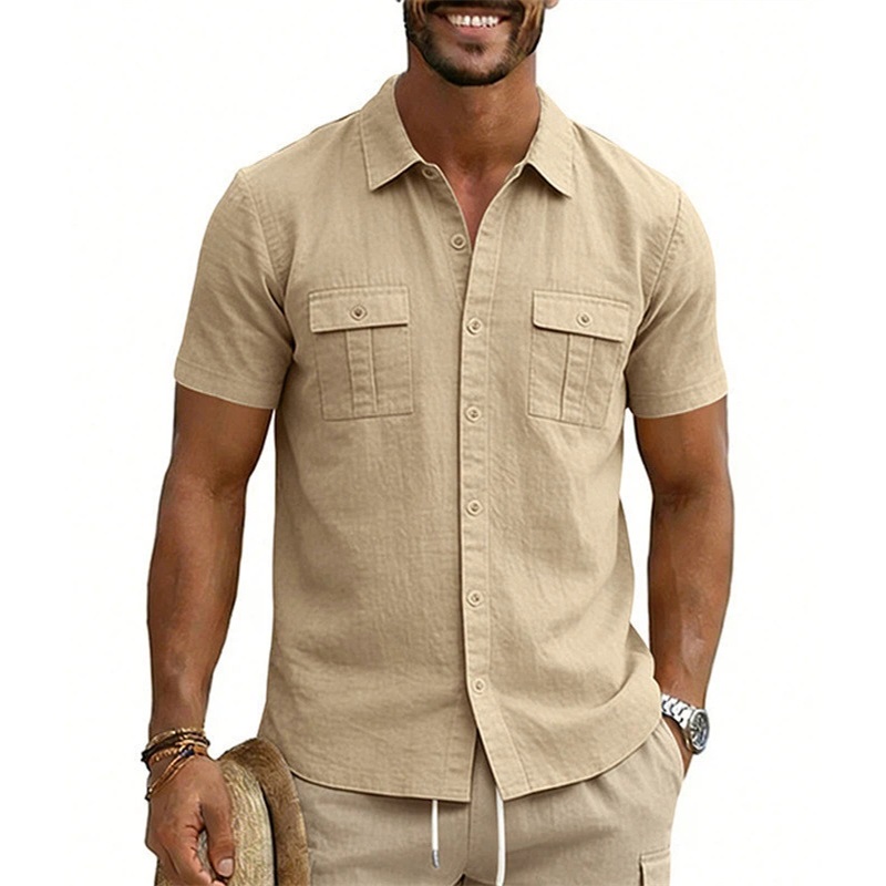 Clothes > Men's Clothing > Tops > T-Shirts  Summer Outerwear With Lapels And Short Sleeves S-3XL