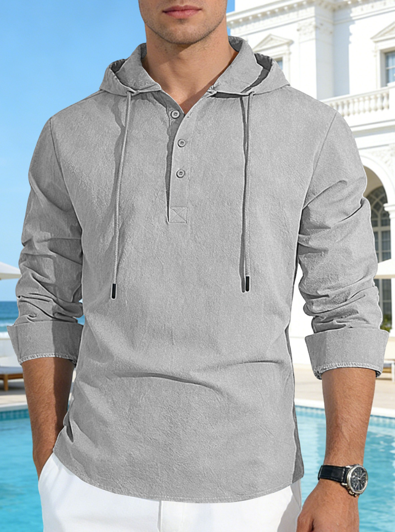 Clothes > Men's Clothing > Tops > Shirts  Men's Loose Oversized Quick Dry Long Sleeve Hooded Shirt