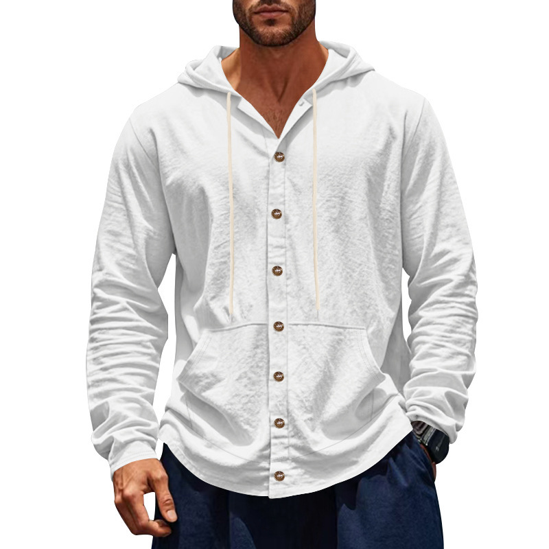 Clothes > Men's Clothing > Tops > Shirts  Men's Loose Long Sleeve Hooded Shirt S-3XL