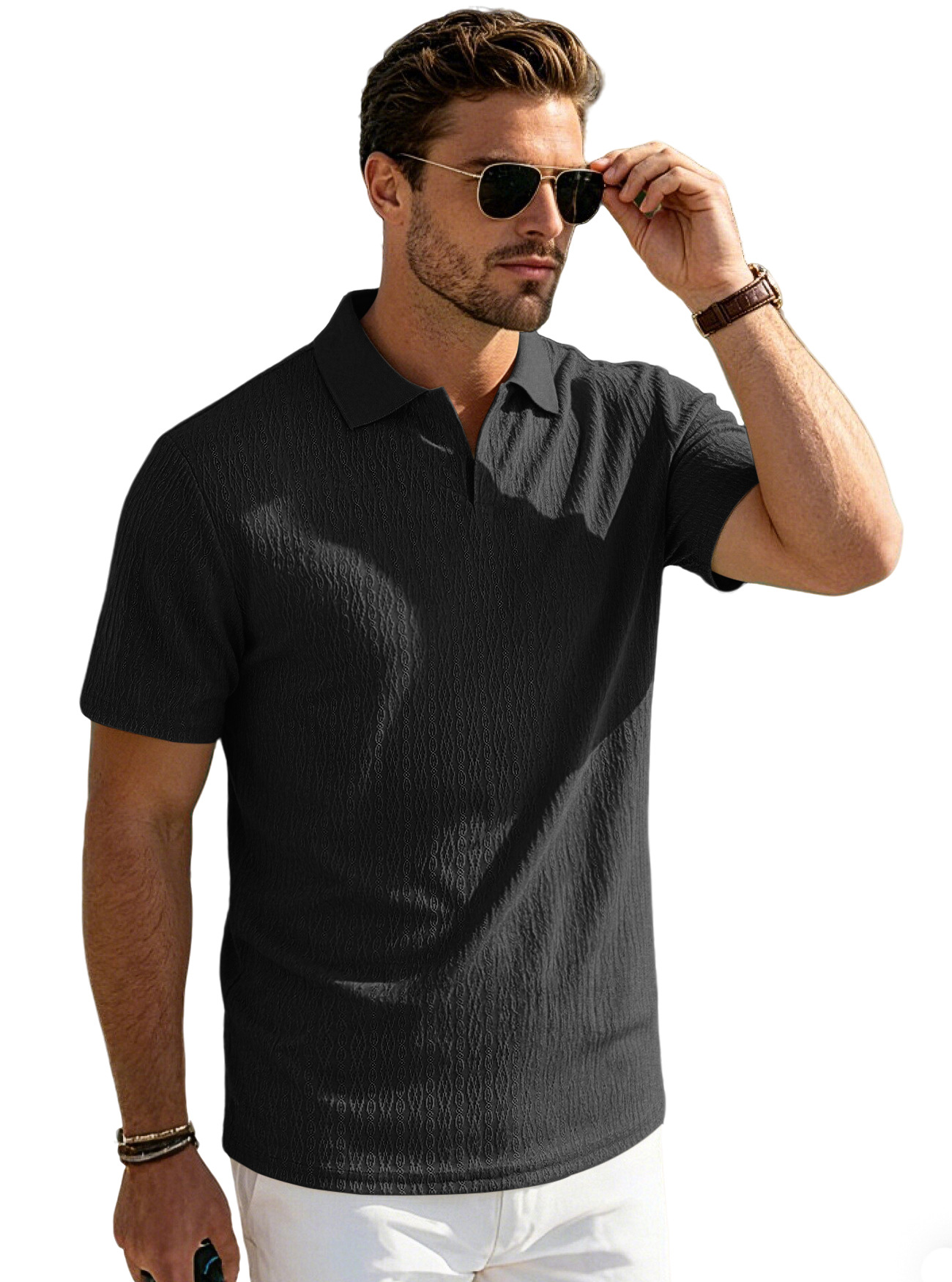 Clothes > Men's Clothing > Tops > T-Shirts Men Short Sleeve Lapel Polo Shirt Quick Dry Polyester Shirt