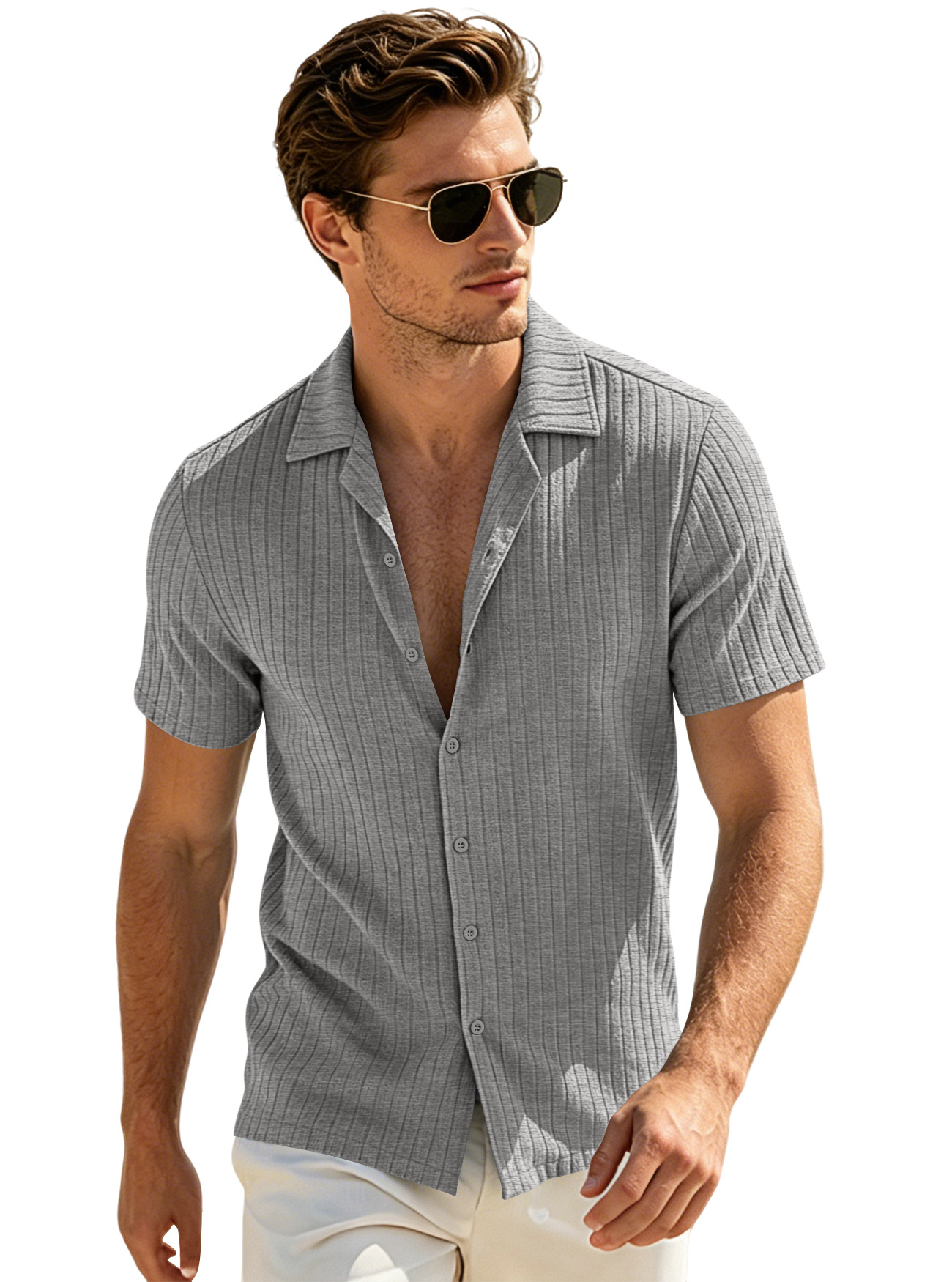 Clothes > Men's Clothing > Tops > T-Shirts Men's Summer Loose Short Sleeve Lapel Shirt