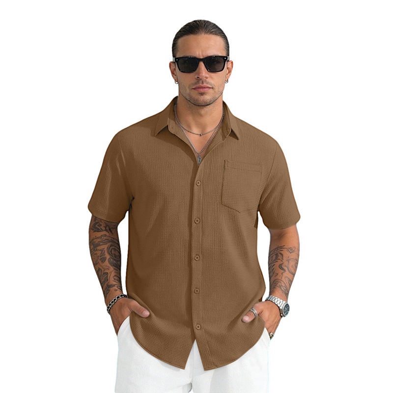 Clothes > Men's Clothing > Tops > T-Shirts  Men's Summer Loose Short Sleeve Stand Collar Shirt