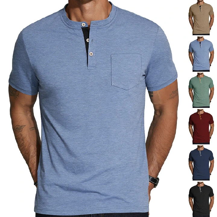 Clothes > Men's Clothing > Tops > T-Shirts  Summer Men's Shirt With Short Sleeves And Stand-up Collar