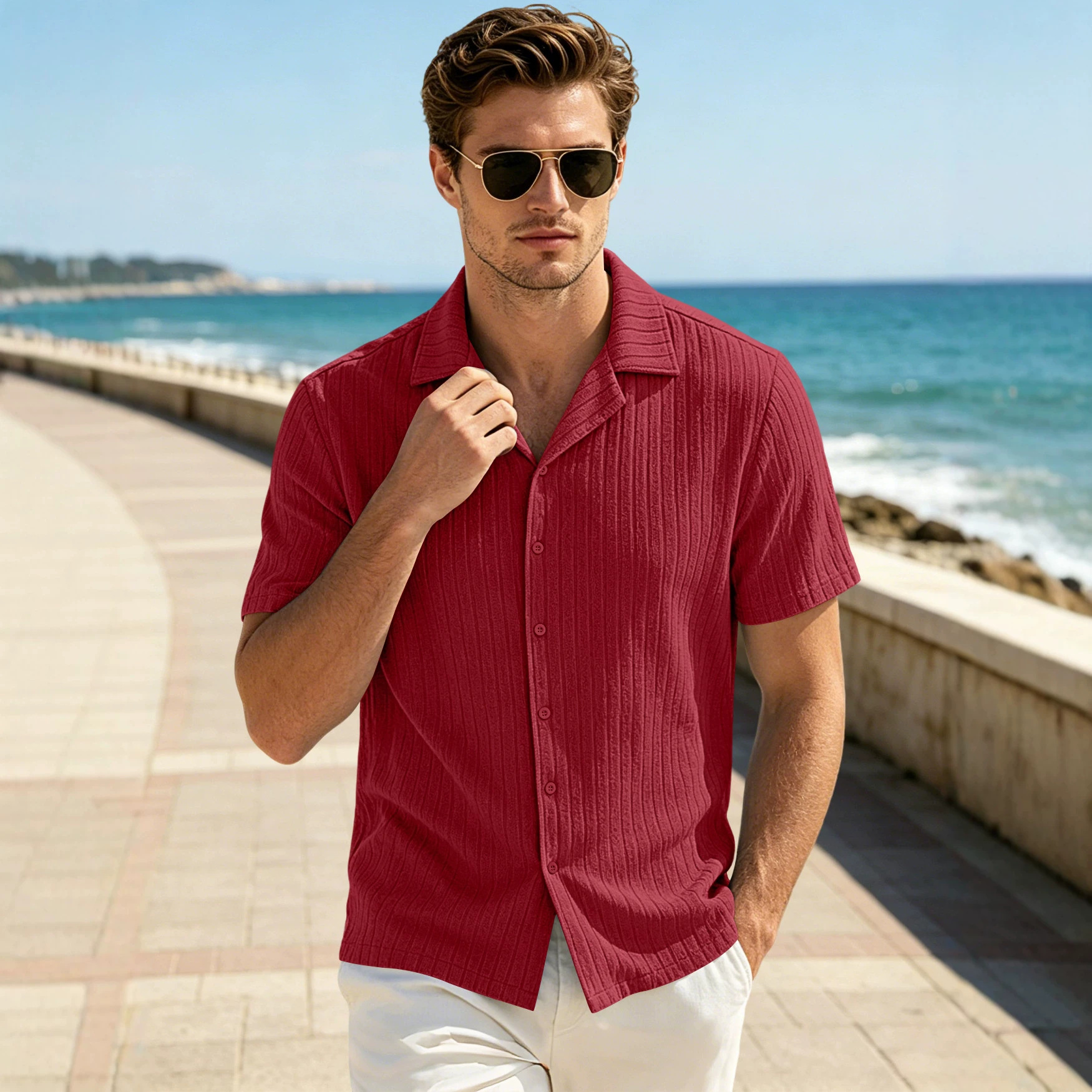 Clothes > Men's Clothing > Tops > T-Shirts Men's Summer Loose Short Sleeve Lapel Shirt