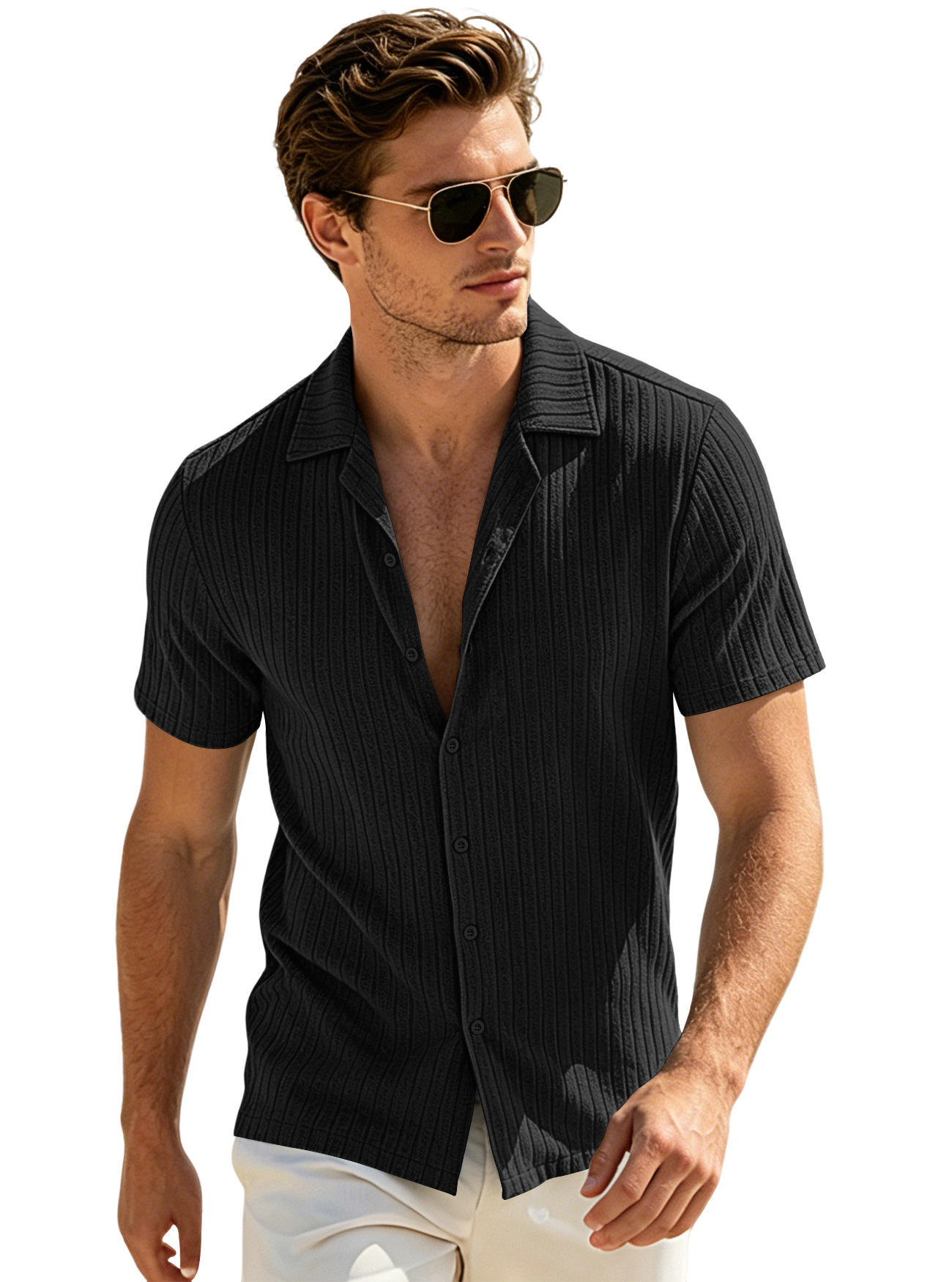 Clothes > Men's Clothing > Tops > T-Shirts Men's Summer Loose Short Sleeve Lapel Shirt