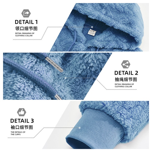 Clothes > Men's Clothing > Tops > Jackets & Coats Large Size Plush Hooded Coat For Autumn Warm Sweatshirt
