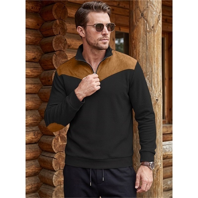 Clothes > Men's Clothing > Tops > Sweatshirts & Hoodies  Men's Stand Collar Sweatshirt Fashion Long Sleeve Top