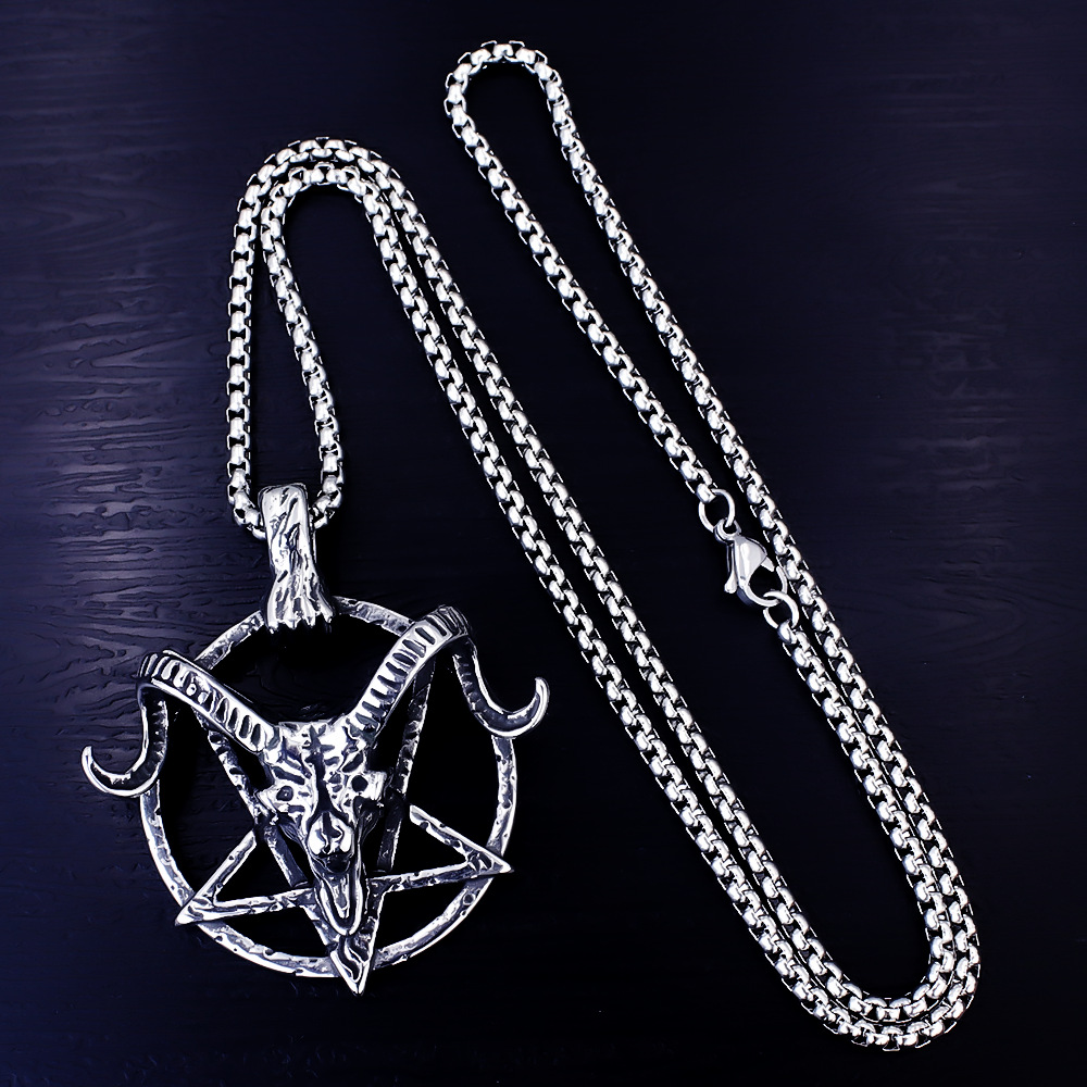 Fashion Accessories > Jewelry > Men Jewelry > Necklaces > Fashion Necklaces Stainless Steel Necklace with Goat's Head Pendant