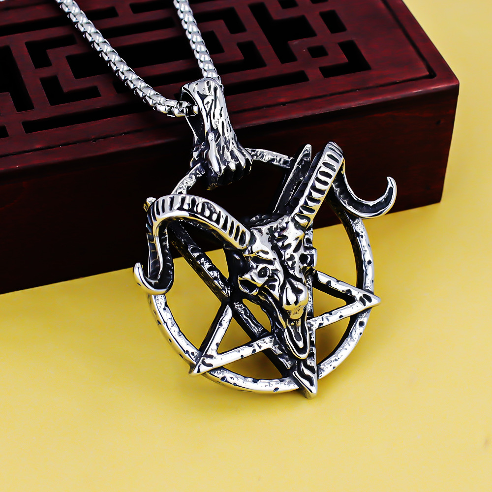 Fashion Accessories > Jewelry > Men Jewelry > Necklaces > Fashion Necklaces Stainless Steel Necklace with Goat's Head Pendant