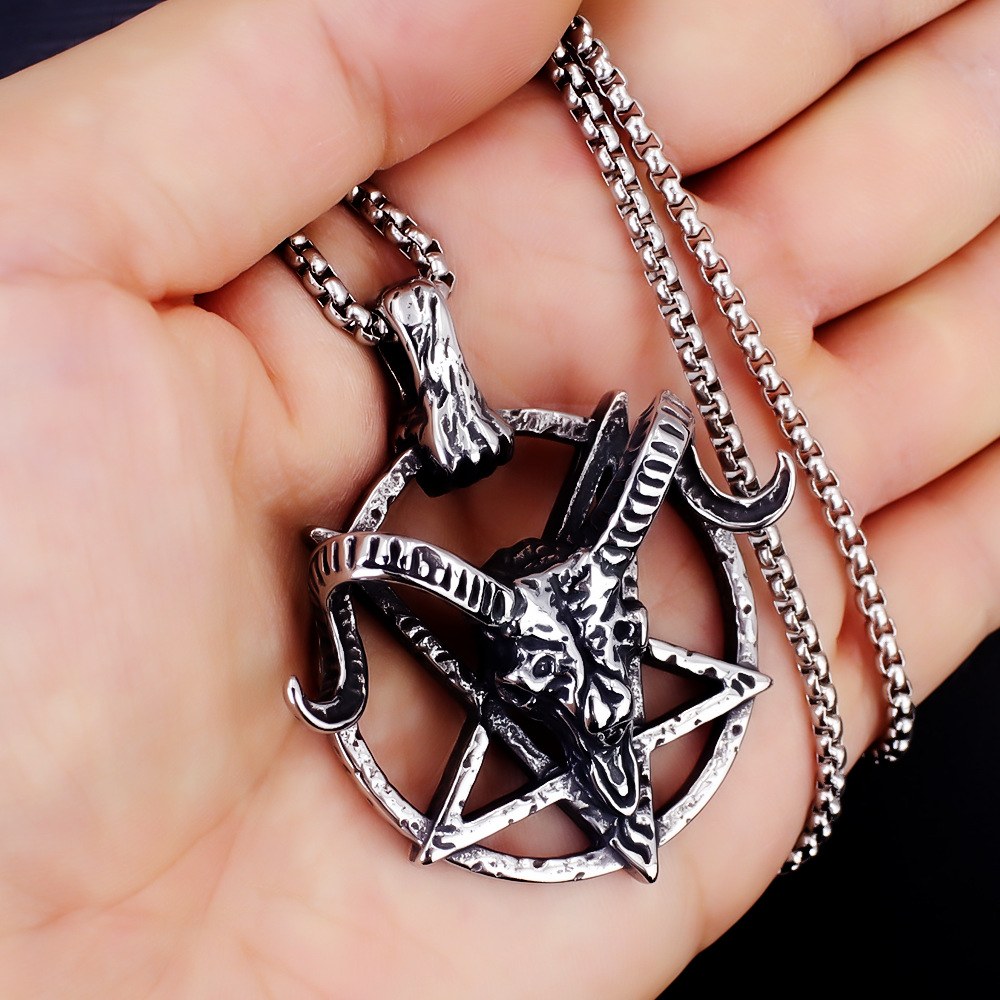 Fashion Accessories > Jewelry > Men Jewelry > Necklaces > Fashion Necklaces Stainless Steel Necklace with Goat's Head Pendant