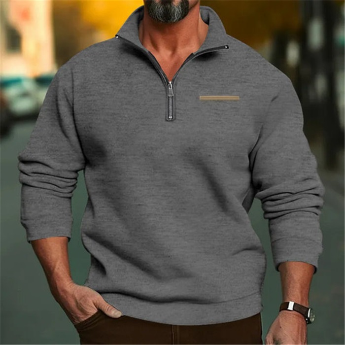 Clothes > Men's Clothing > Tops > Sweatshirts & Hoodies  Men's High-Neck, Long-Sleeved Sweatshirt
