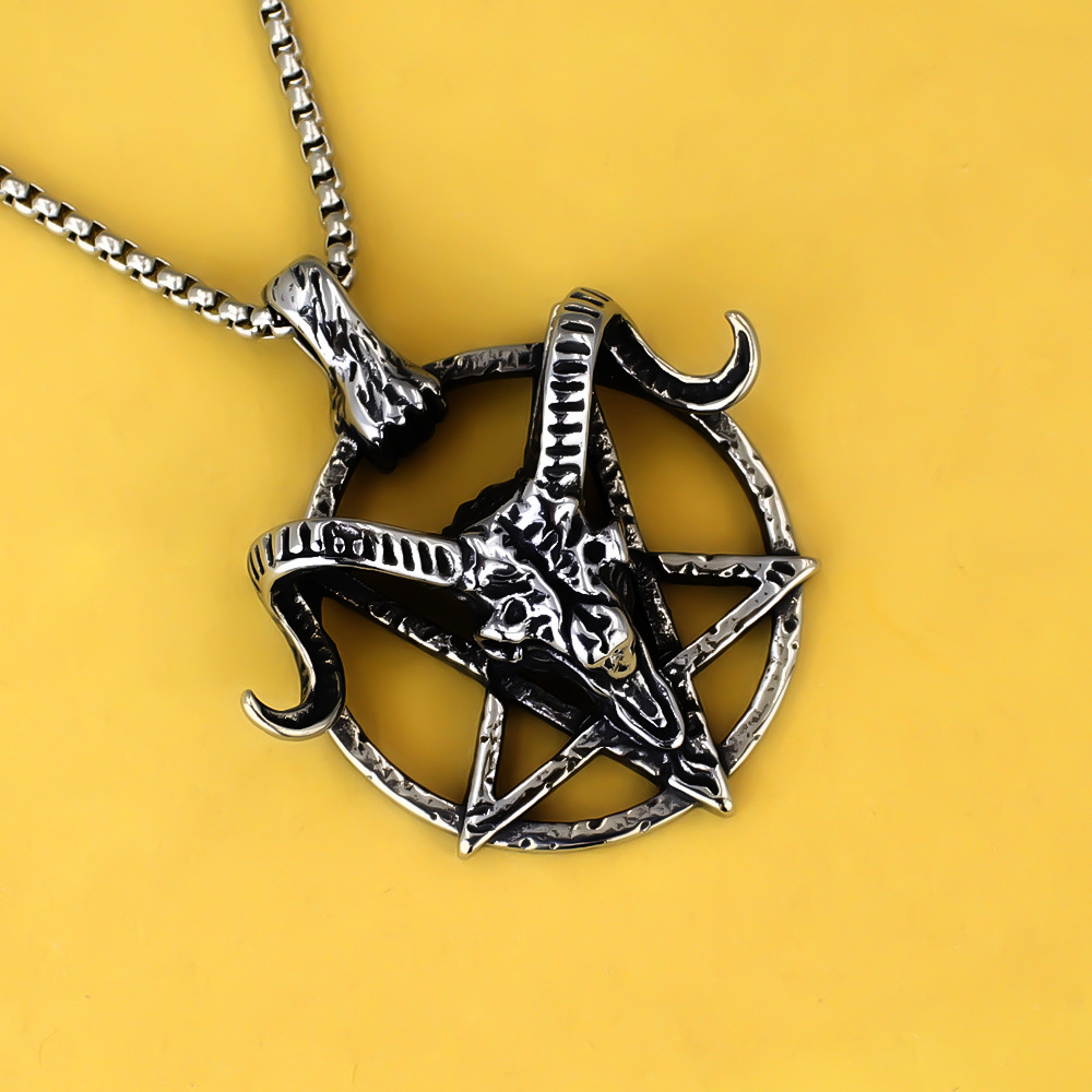 Fashion Accessories > Jewelry > Men Jewelry > Necklaces > Fashion Necklaces Stainless Steel Necklace with Goat's Head Pendant