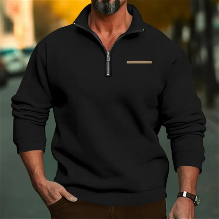 Clothes > Men's Clothing > Tops > Sweatshirts & Hoodies  Men's High-Neck, Long-Sleeved Sweatshirt
