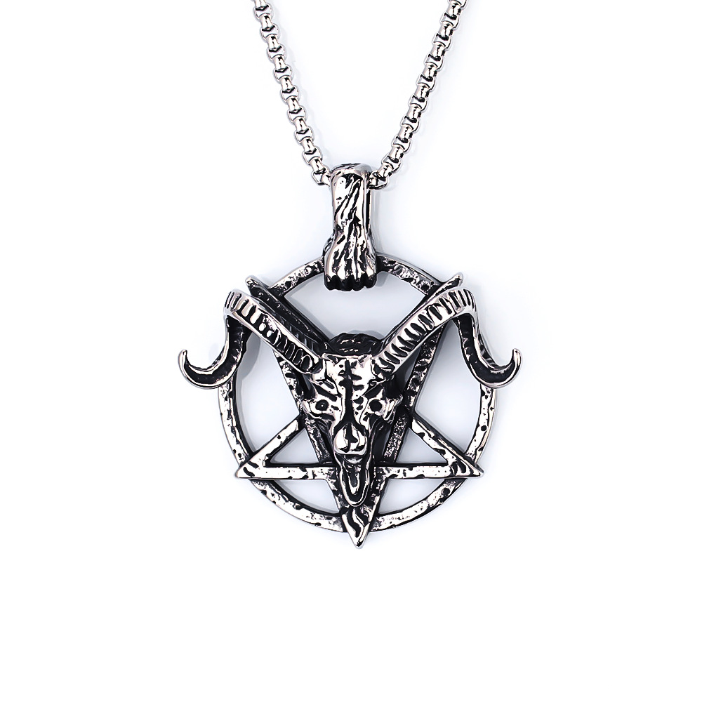 Fashion Accessories > Jewelry > Men Jewelry > Necklaces > Fashion Necklaces Stainless Steel Necklace with Goat's Head Pendant