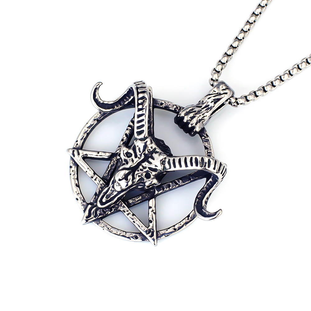 Fashion Accessories > Jewelry > Men Jewelry > Necklaces > Fashion Necklaces Stainless Steel Necklace with Goat's Head Pendant