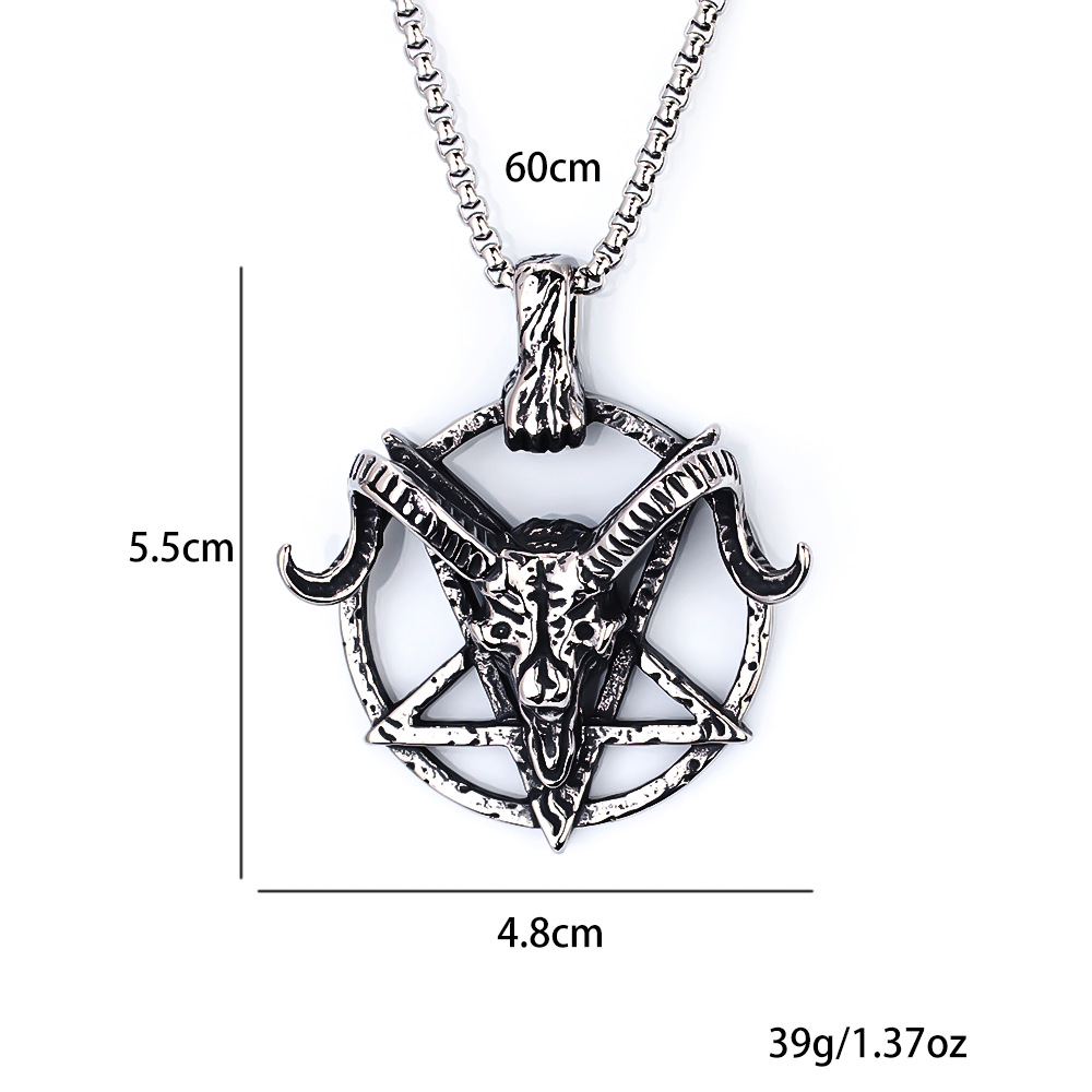 Fashion Accessories > Jewelry > Men Jewelry > Necklaces > Fashion Necklaces Stainless Steel Necklace with Goat's Head Pendant
