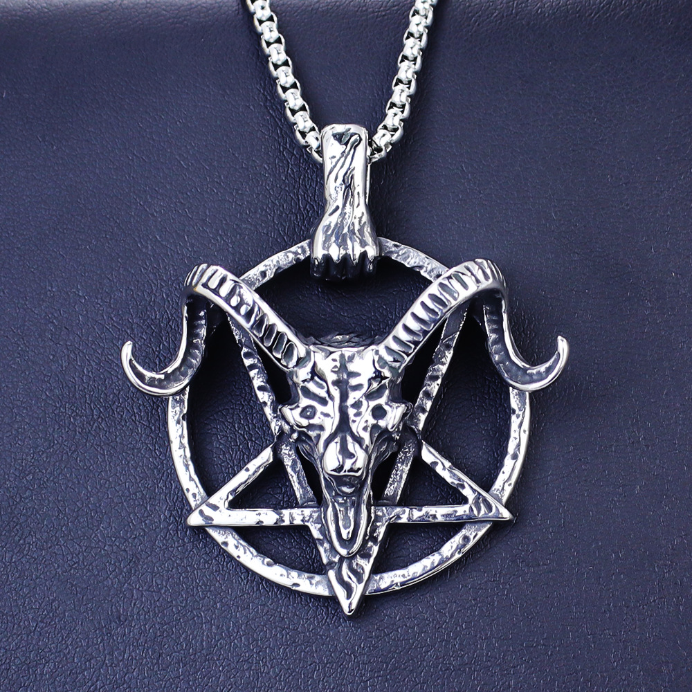 Fashion Accessories > Jewelry > Men Jewelry > Necklaces > Fashion Necklaces Stainless Steel Necklace with Goat's Head Pendant