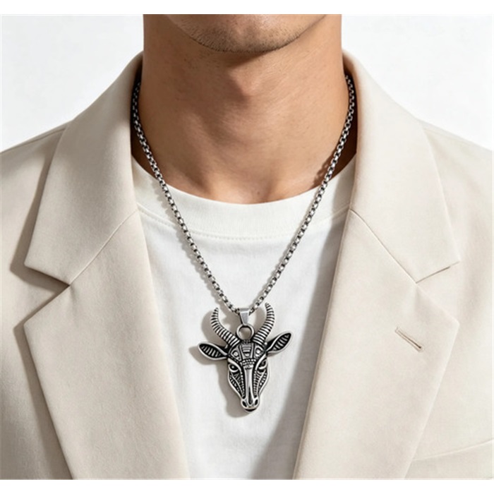 Fashion Accessories > Jewelry > Men Jewelry > Necklaces > Fashion Necklaces Men's Punk Necklace With Goat's Head