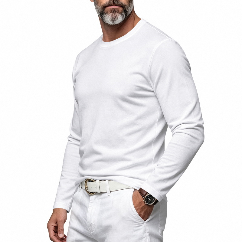 Clothes > Men's Clothing > Tops > Shirts Men’s Long-Sleeved Round-Neck Shirt, Style