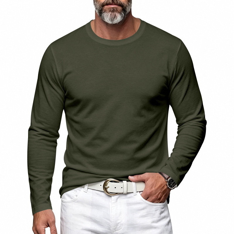Clothes > Men's Clothing > Tops > Shirts Men’s Long-Sleeved Round-Neck Shirt, Style