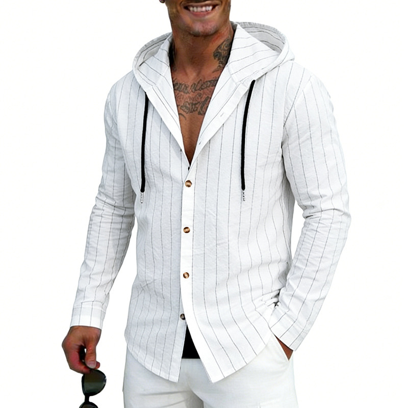 Clothes > Men's Clothing > Tops > Shirts Men’s Linen Hooded Sweatshirt