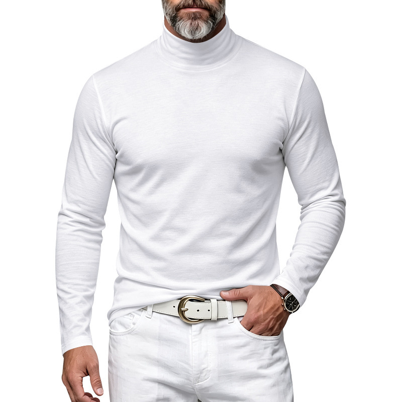 Clothes > Men's Clothing > Tops > Shirts Men’s Versatile, Comfortable, Slim-Fit Lining Shirt for Autumn–Winter with a High Collar and Long Sleeves