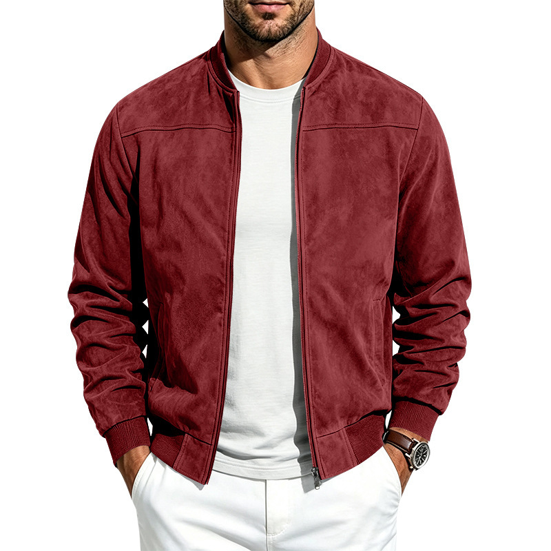 Clothes > Men's Clothing > Tops > Jackets & Coats New Men’s Autumn/Winter Versatile Casual Suede Jacket with Long Sleeves and a Zip Fastening for Active Leisure
