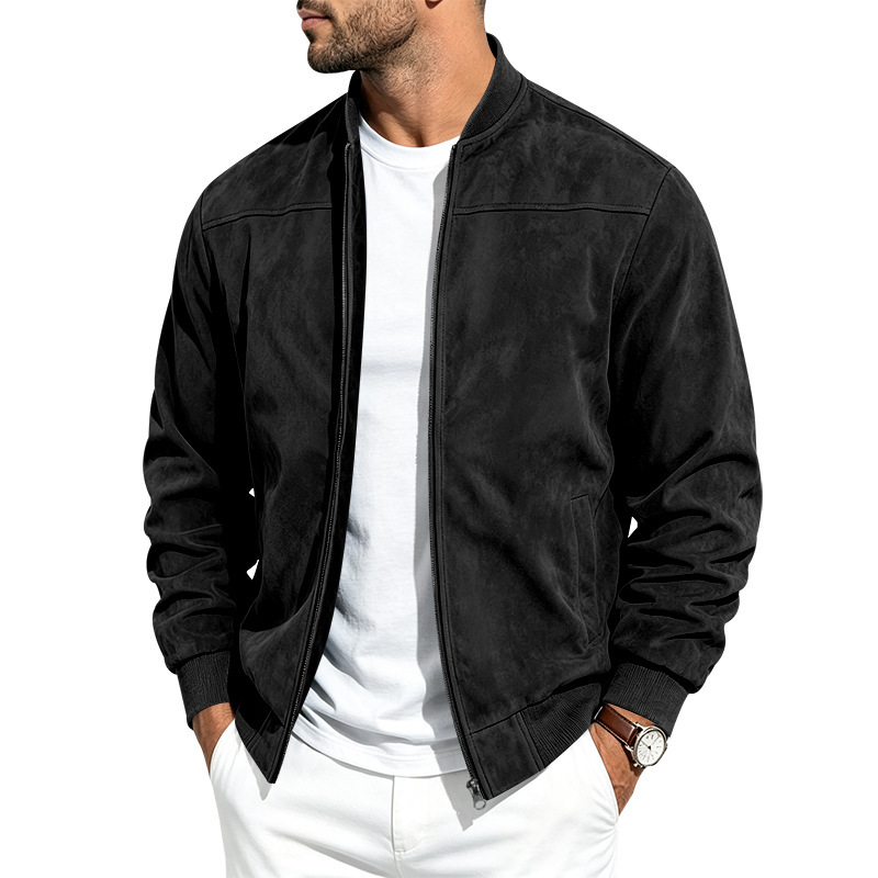 Clothes > Men's Clothing > Tops > Jackets & Coats New Men’s Autumn/Winter Versatile Casual Suede Jacket with Long Sleeves and a Zip Fastening for Active Leisure