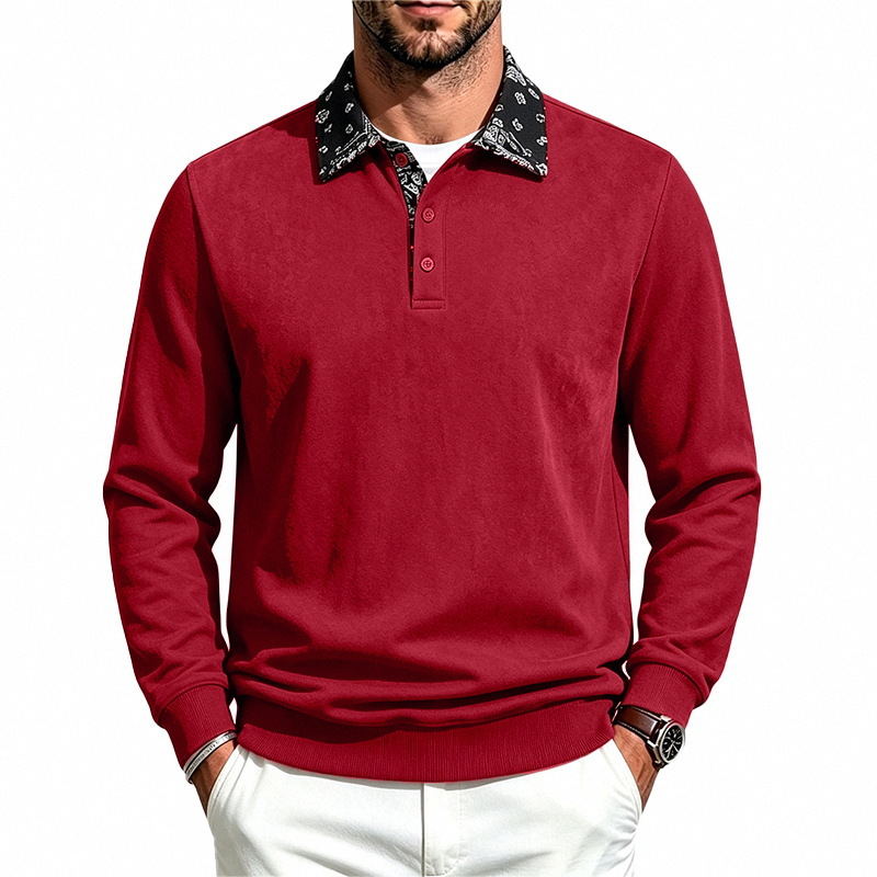 Clothes > Men's Clothing > Tops > Sweatshirts & Hoodies Men’s Autumn/Winter Casual Versatile Long-Sleeved Polo-Style Sweatshirt