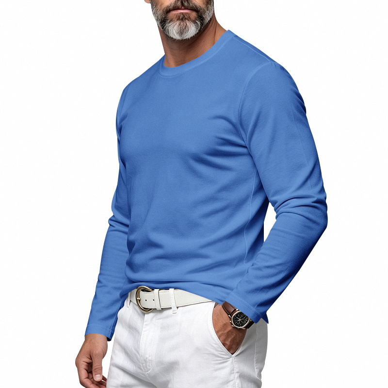 Clothes > Men's Clothing > Tops > Shirts Men’s Long-Sleeved Round-Neck Shirt, Style