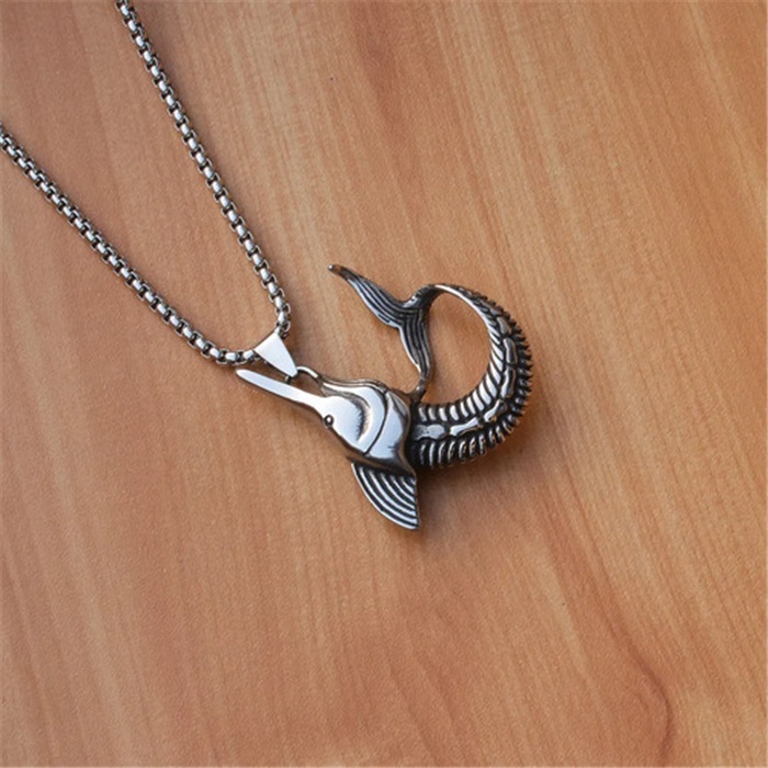 Fashion Accessories > Jewelry > Men Jewelry > Necklaces > Fashion Necklaces Punk Fish Shaped Necklace 60cm
