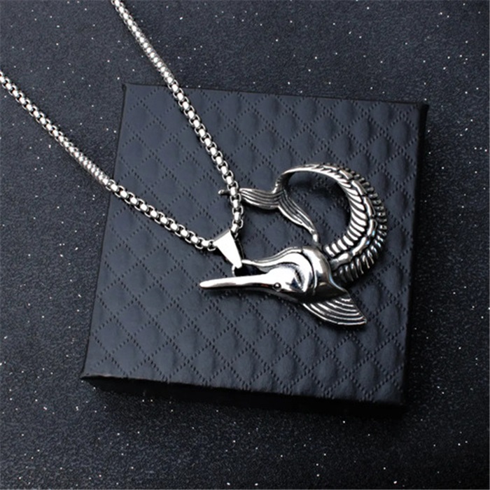 Fashion Accessories > Jewelry > Men Jewelry > Necklaces > Fashion Necklaces Punk Fish Shaped Necklace 60cm