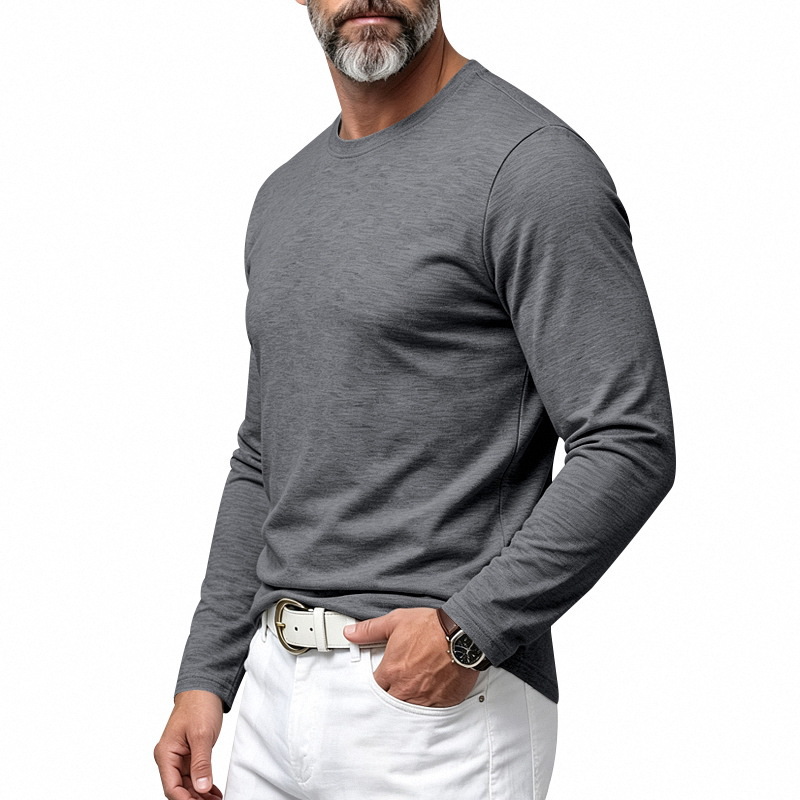 Clothes > Men's Clothing > Tops > Shirts Men’s Long-Sleeved Round-Neck Shirt, Style