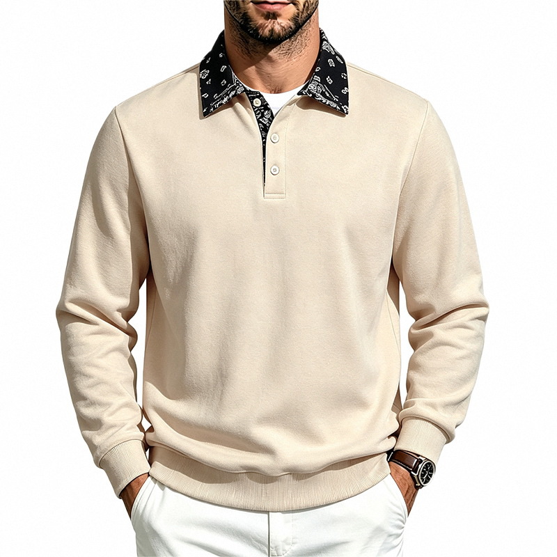 Clothes > Men's Clothing > Tops > Sweatshirts & Hoodies Men’s Autumn/Winter Casual Versatile Long-Sleeved Polo-Style Sweatshirt