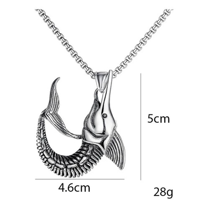 Fashion Accessories > Jewelry > Men Jewelry > Necklaces > Fashion Necklaces Punk Fish Shaped Necklace 60cm