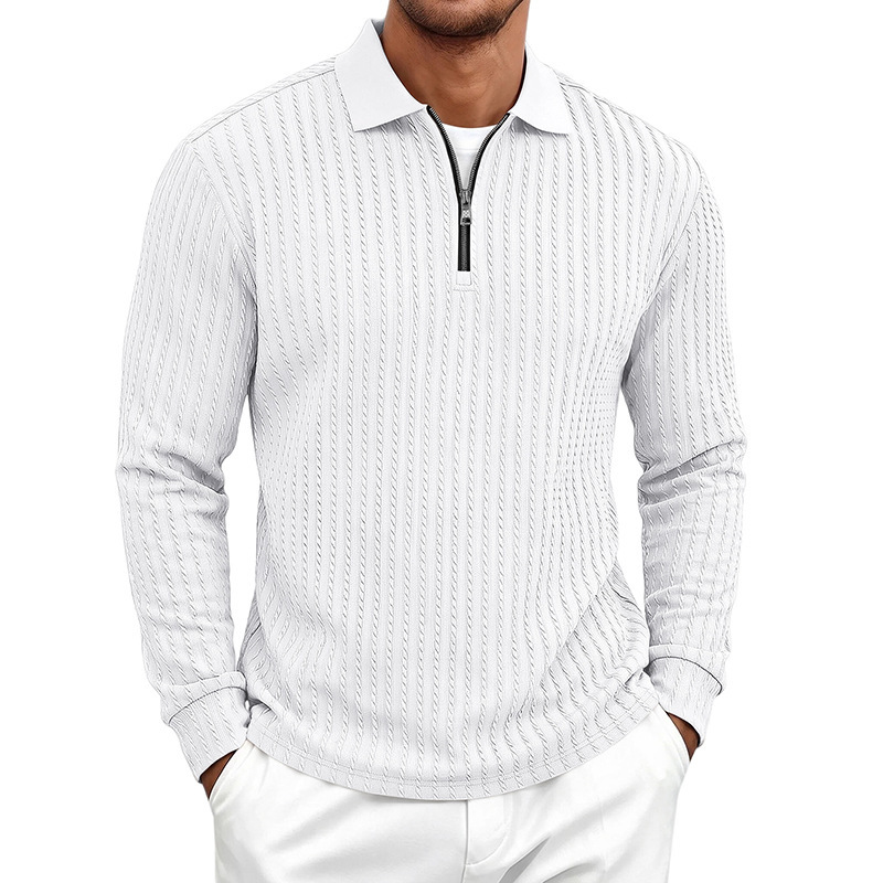 Clothes > Men's Clothing > Tops > Shirts  Autumn Men’s Checked Polo Shirt with a Lapel Collar, New Casual Style with a Zip Fastening and Long Sleeves