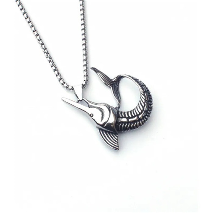 Fashion Accessories > Jewelry > Men Jewelry > Necklaces > Fashion Necklaces Punk Fish Shaped Necklace 60cm