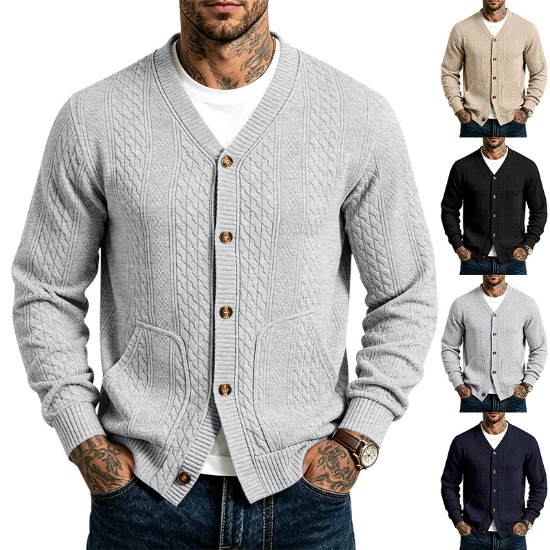 Clothes > Men's Clothing > Tops > Sweatshirts & Hoodies Men’s Autumn/Winter Loose-Fit Button-Up Sweatshirts, Retro Jumpers and Knitted Jackets