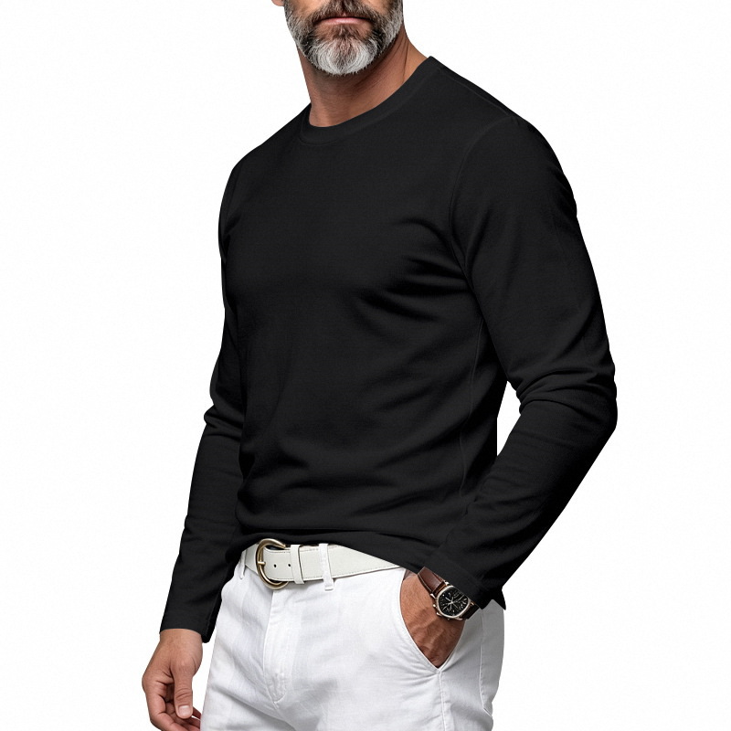 Clothes > Men's Clothing > Tops > Shirts Men’s Long-Sleeved Round-Neck Shirt, Style