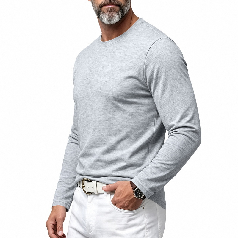 Clothes > Men's Clothing > Tops > Shirts Men’s Long-Sleeved Round-Neck Shirt, Style