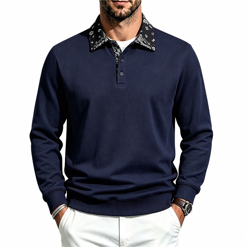 Clothes > Men's Clothing > Tops > Sweatshirts & Hoodies Men’s Autumn/Winter Casual Versatile Long-Sleeved Polo-Style Sweatshirt