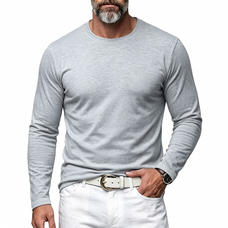 Clothes > Men's Clothing > Tops > Shirts Men’s Long-Sleeved Round-Neck Shirt, Style