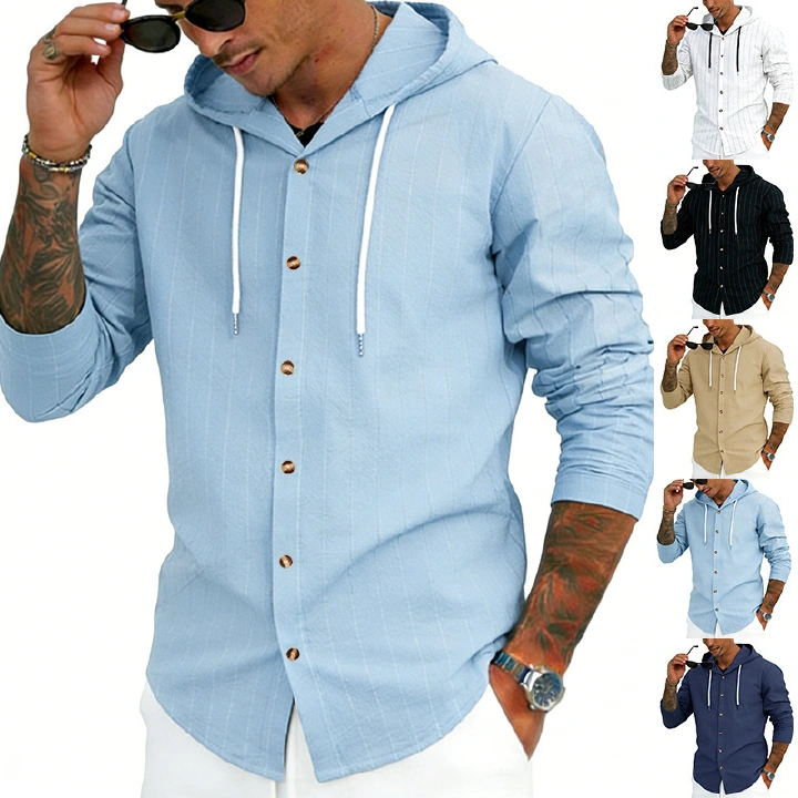 Clothes > Men's Clothing > Tops > Shirts Men’s Linen Hooded Sweatshirt