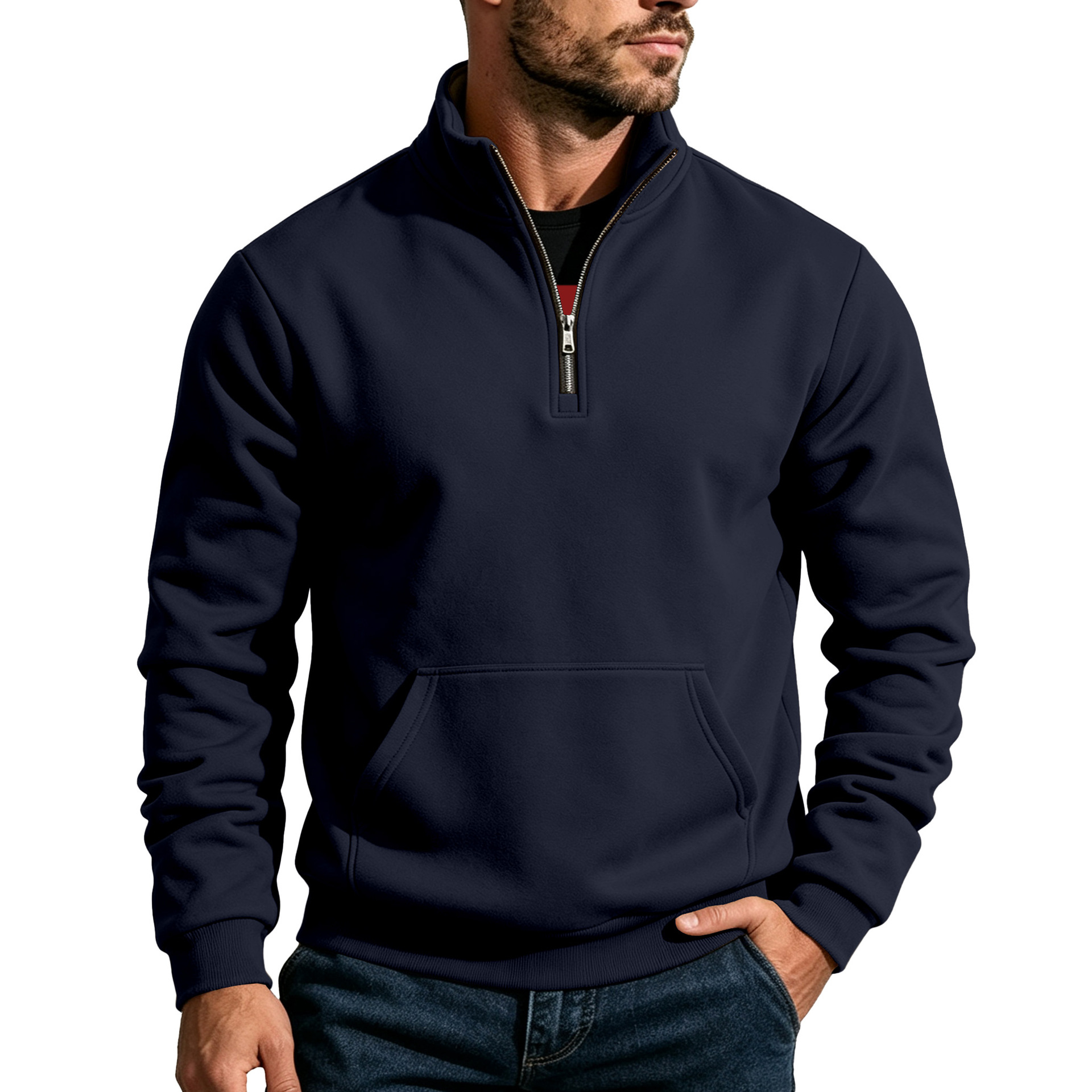 Clothes > Men's Clothing > Tops > Sweatshirts & Hoodies Men’s Autumn/Winter Relaxed-Fit Casual Hoodie with a High Collar and Insulated Long Sleeves
