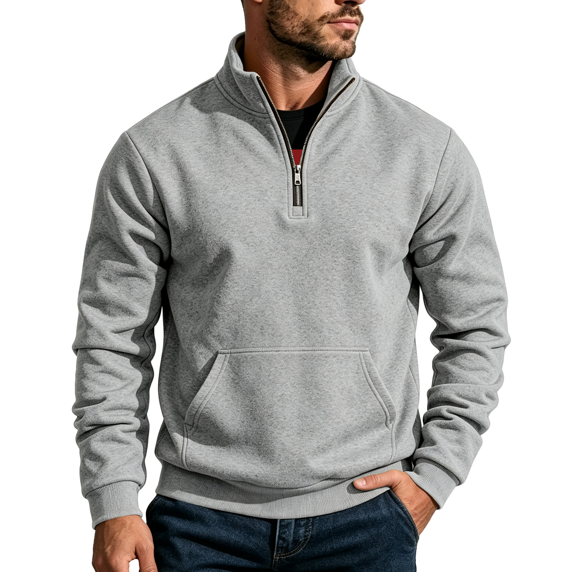 Clothes > Men's Clothing > Tops > Sweatshirts & Hoodies Men’s Autumn/Winter Relaxed-Fit Casual Hoodie with a High Collar and Insulated Long Sleeves