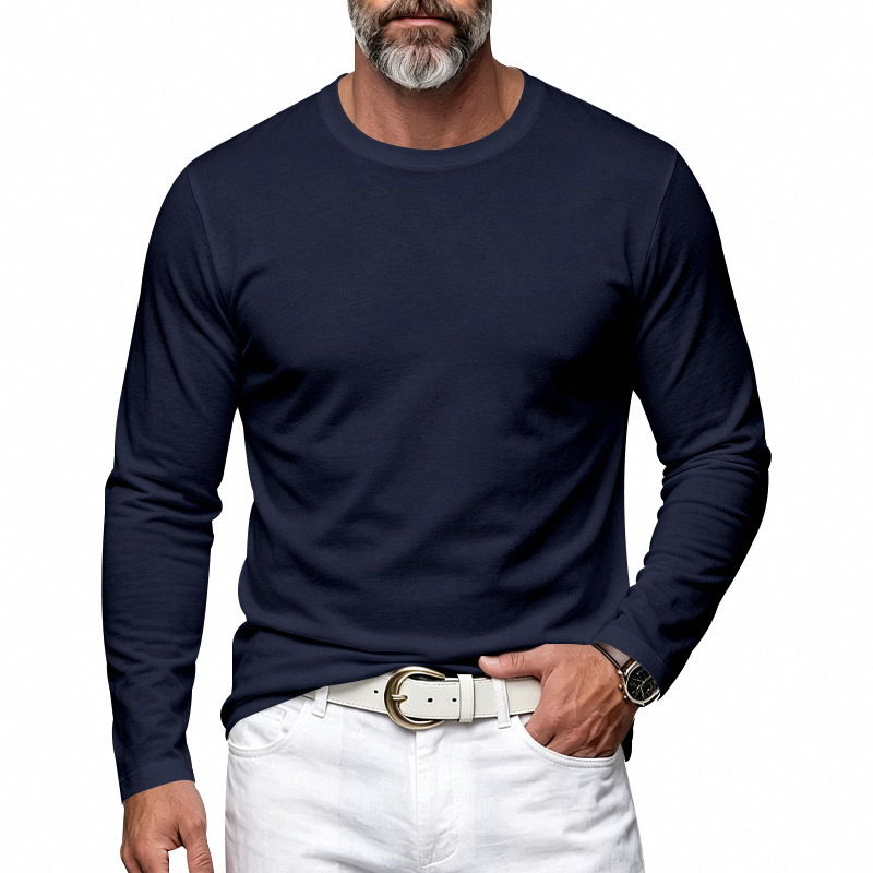 Clothes > Men's Clothing > Tops > Shirts Men’s Long-Sleeved Round-Neck Shirt, Style