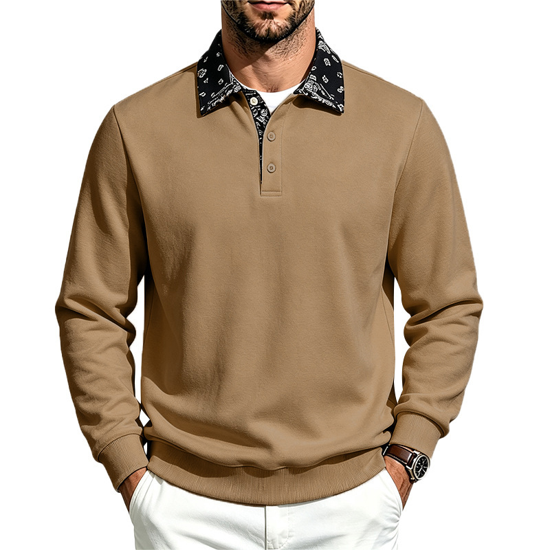 Clothes > Men's Clothing > Tops > Sweatshirts & Hoodies Men’s Autumn/Winter Casual Versatile Long-Sleeved Polo-Style Sweatshirt